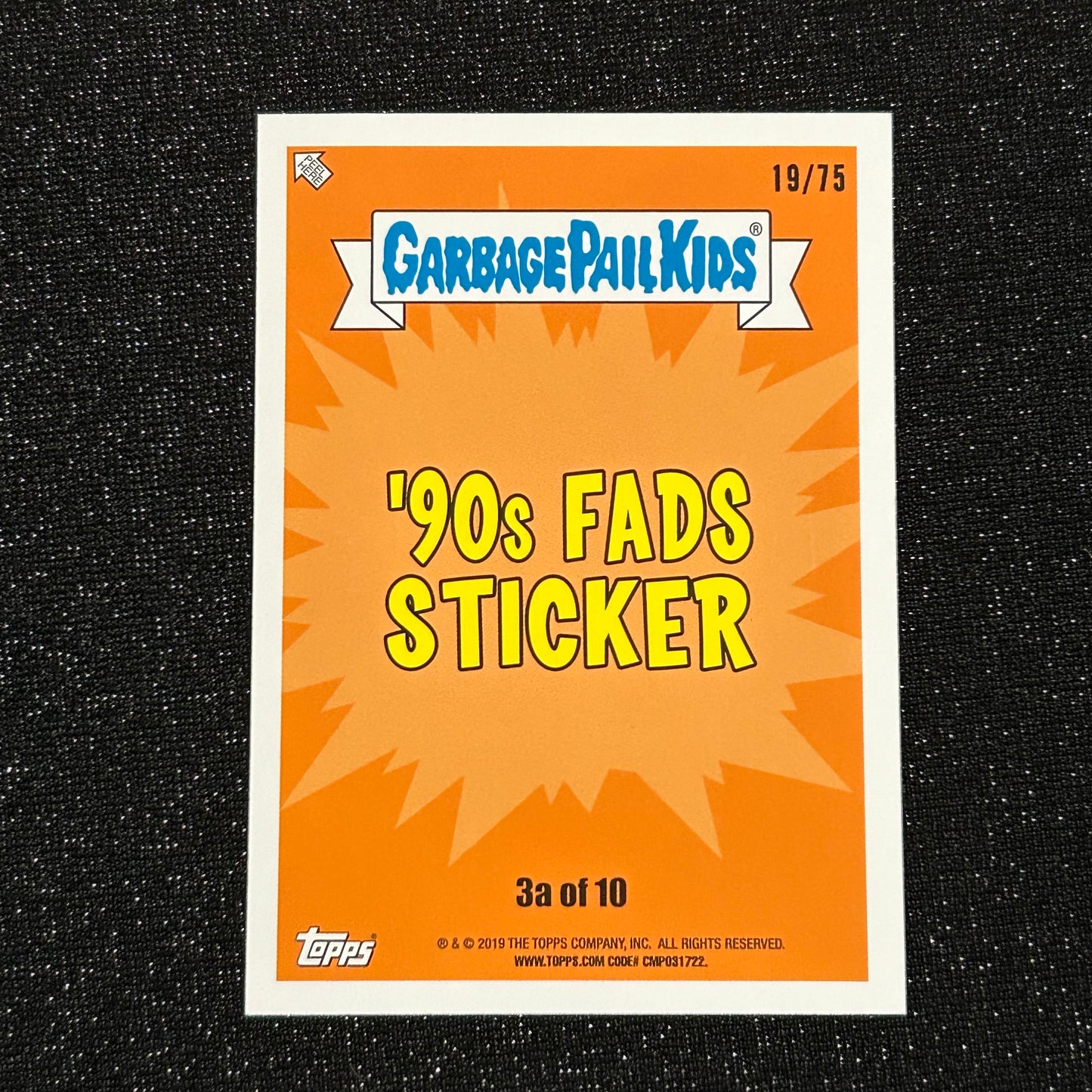 2019 GARBAGE PAIL KIDS WE HATE THE 90's: BUBBLE TATE 3a BLOODY NOSE RED 19/75 - NM