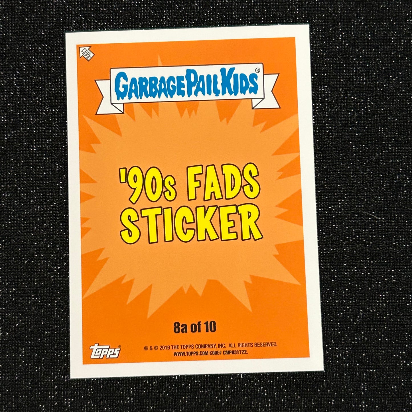 2019 GARBAGE PAIL KIDS WE HATE THE 90's: NATE-STER 8a BLACK & BRUISED - NM