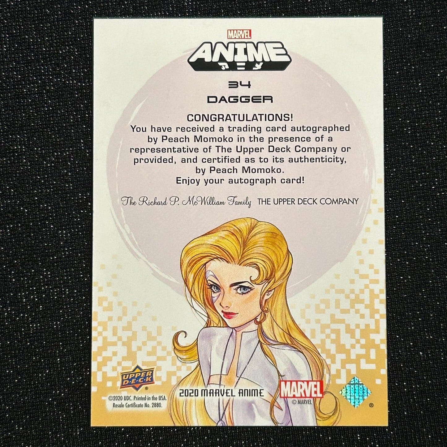 2020 UPPER DECK MARVEL ANIME: DAGGER #34 RED FOIL *ARTIST AUTO PARALLEL PEACH MOMOKO 89/120* - NM