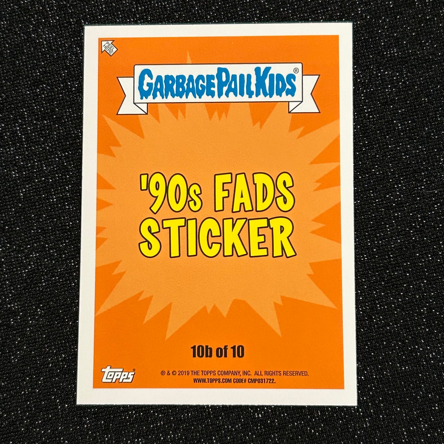 2019 GARBAGE PAIL KIDS WE HATE THE 90's: OFFENSIVE ORLANDO 10b BLACK & BRUISED - NM