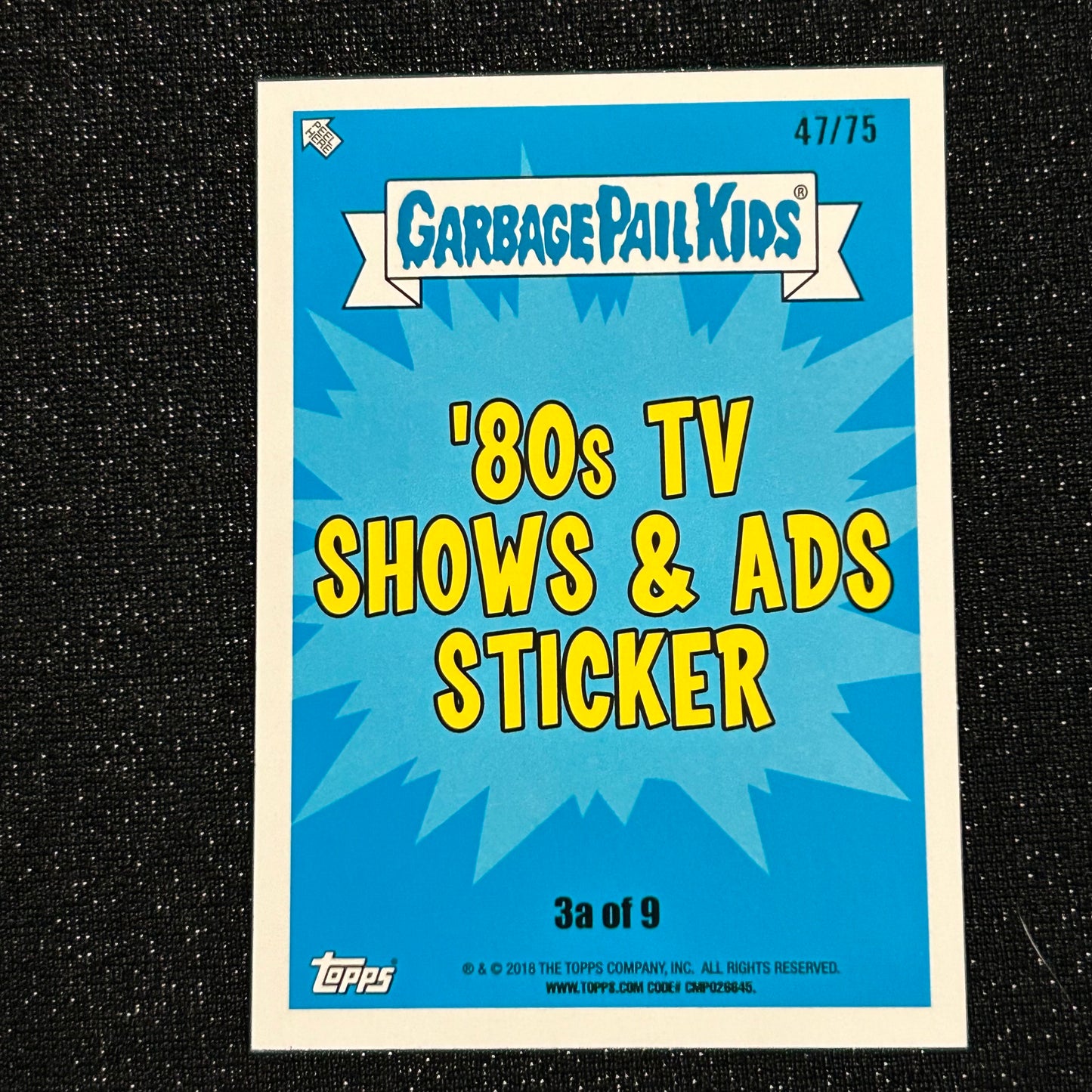 2018 GARBAGE PAIL KIDS WE HATE THE 80's: PEE WEE HURTIN' 3a BLOODY NOSE RED 47/75 - NM