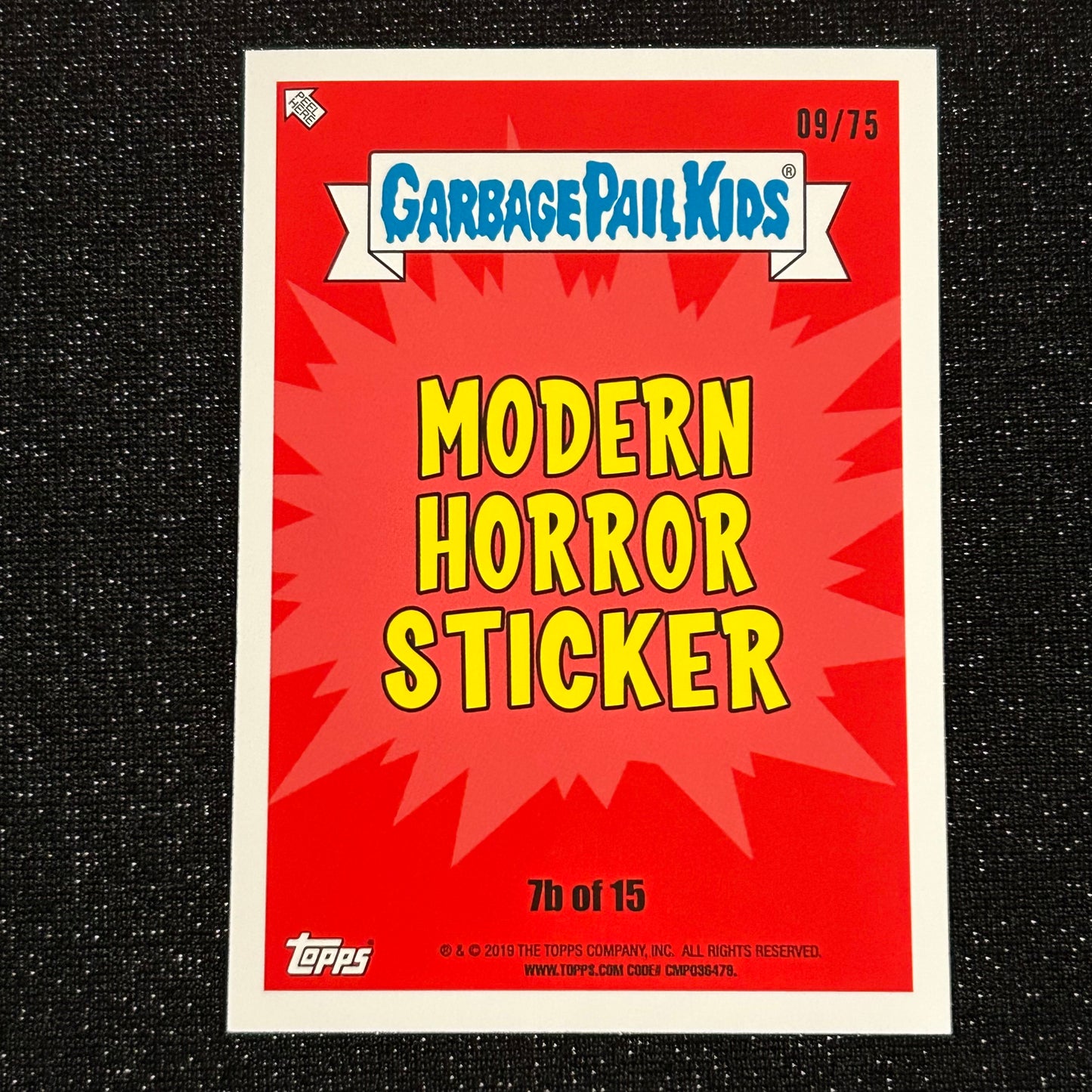 2019 GARBAGE PAIL KIDS REVENGE OF OH THE HORROR-IBLE: BIGGEST FAN ANN 7b BLOODY NOSE RED 09/75 - NM