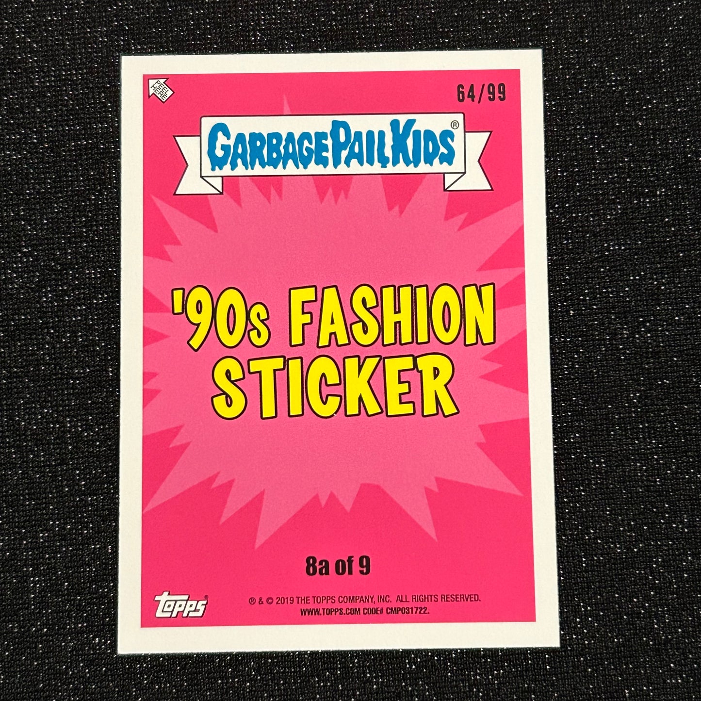 2019 GARBAGE PAIL KIDS WE HATE THE 90's: PLAID CHAD 8a BLUE SPIT 64/99 - NM