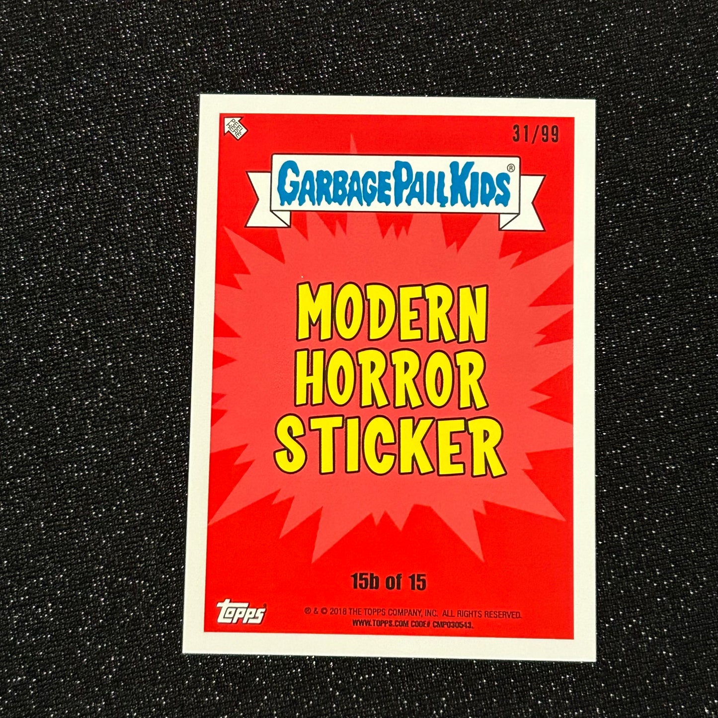 2018 GARBAGE PAIL KIDS OH THE HORROR-IBLE: SATAN NICHOLAS 15b SPIT BLUE 31/99 - NM