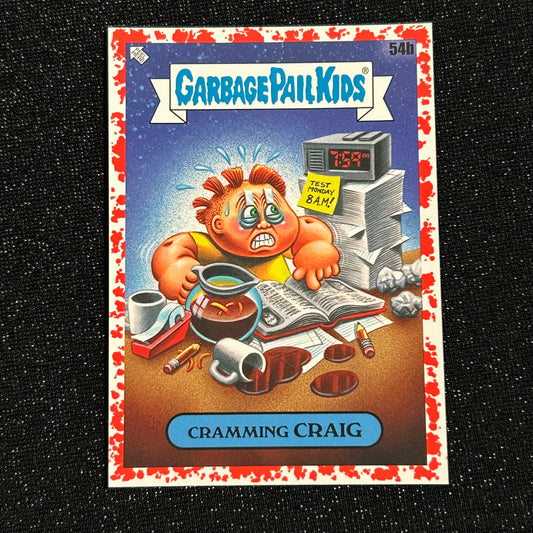 2020 GARBAGE PAIL KIDS LATE TO SCHOOL: CRAMMING CRAIG 54b BLOODY NOSE RED 41/75 - NM