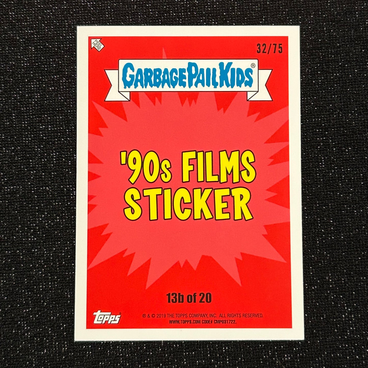 2019 GARBAGE PAIL KIDS WE HATE THE 90's: IN THE MARK 13b BLOODY NOSE RED 32/75 - NM