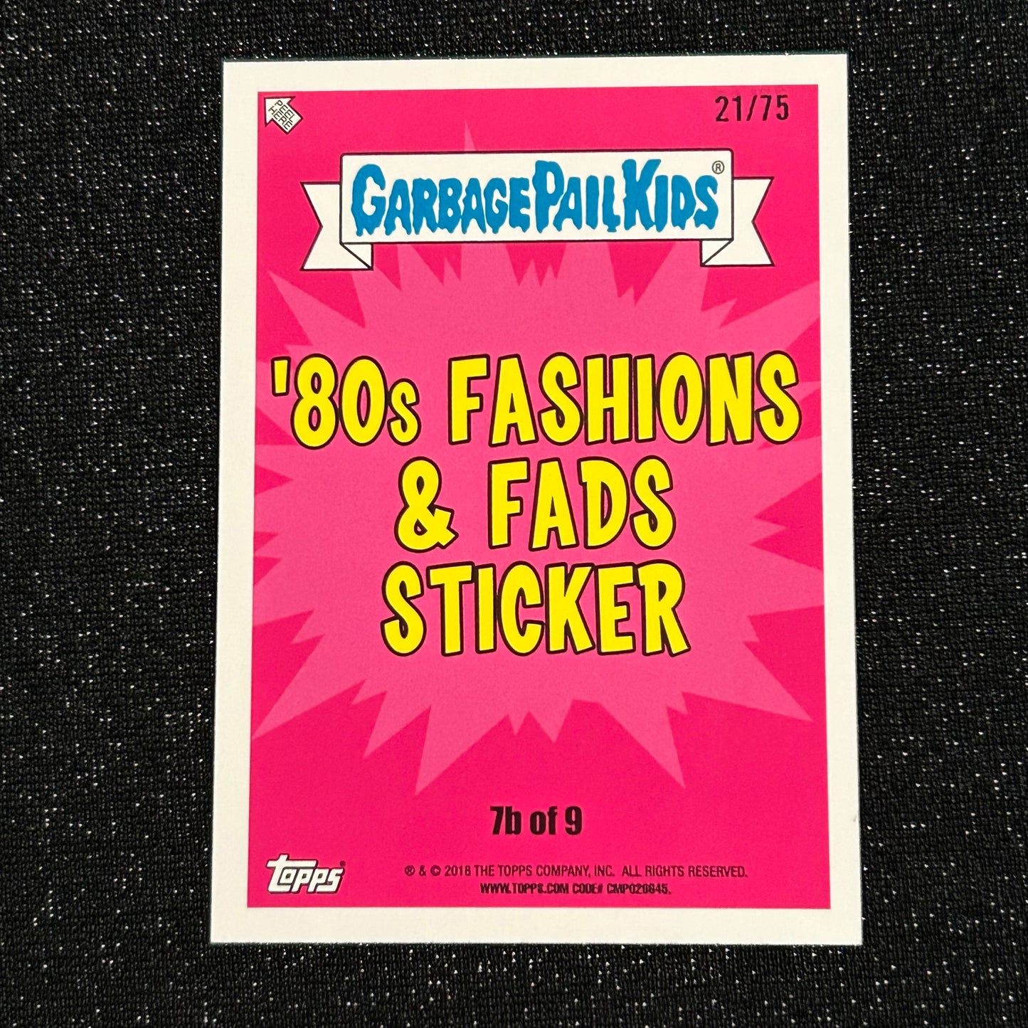 2018 GARBAGE PAIL KIDS WE HATE THE 80's: HEADSPIN FINN 7b BLOODY NOSE RED 21/75 - NM