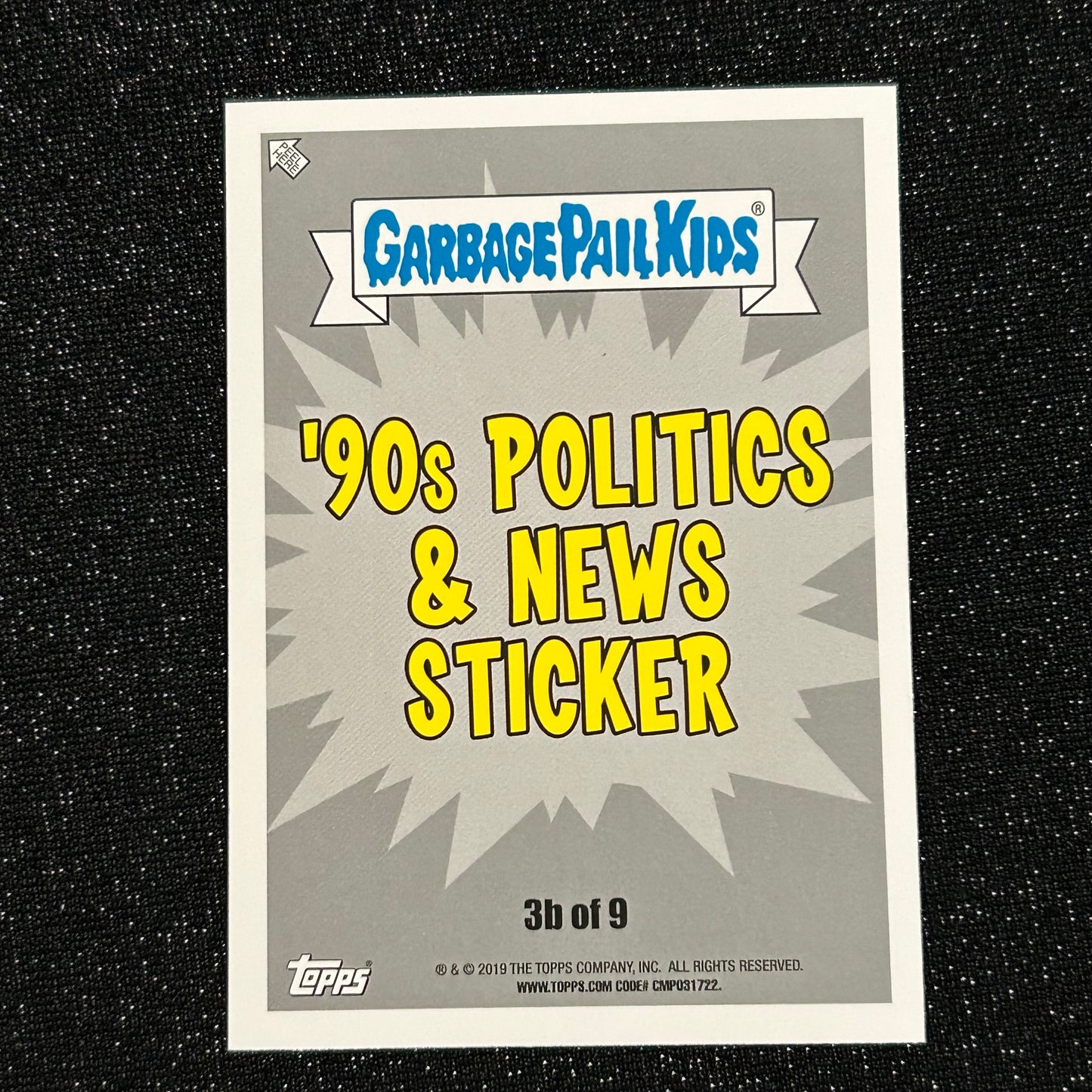 2019 GARBAGE PAIL KIDS WE HATE THE 90's: SCUD BUSTER 3b BLACK & BRUISED - NM