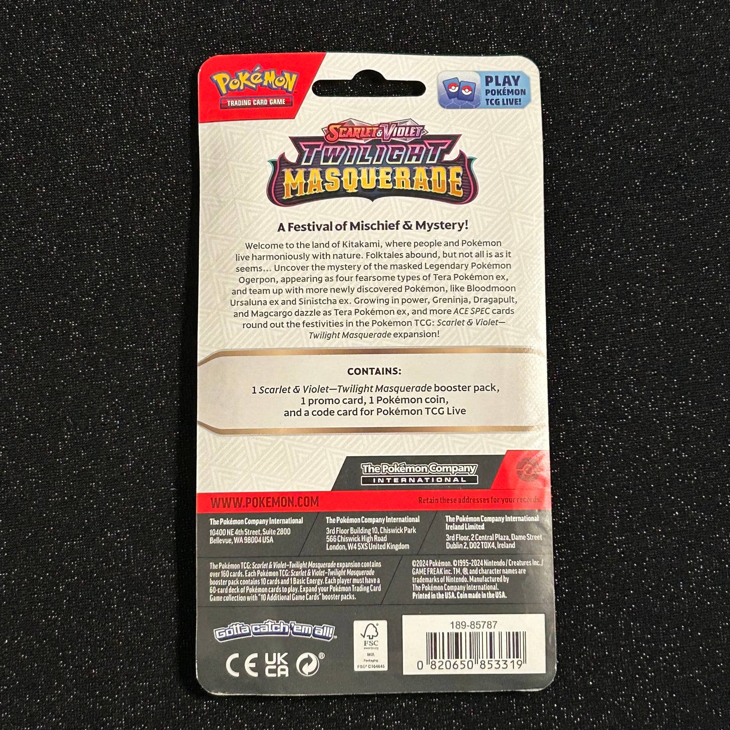 POKÉMON TCG TWILIGHT MASQUERADE: SINGLE PACK BLISTER [Toxel]