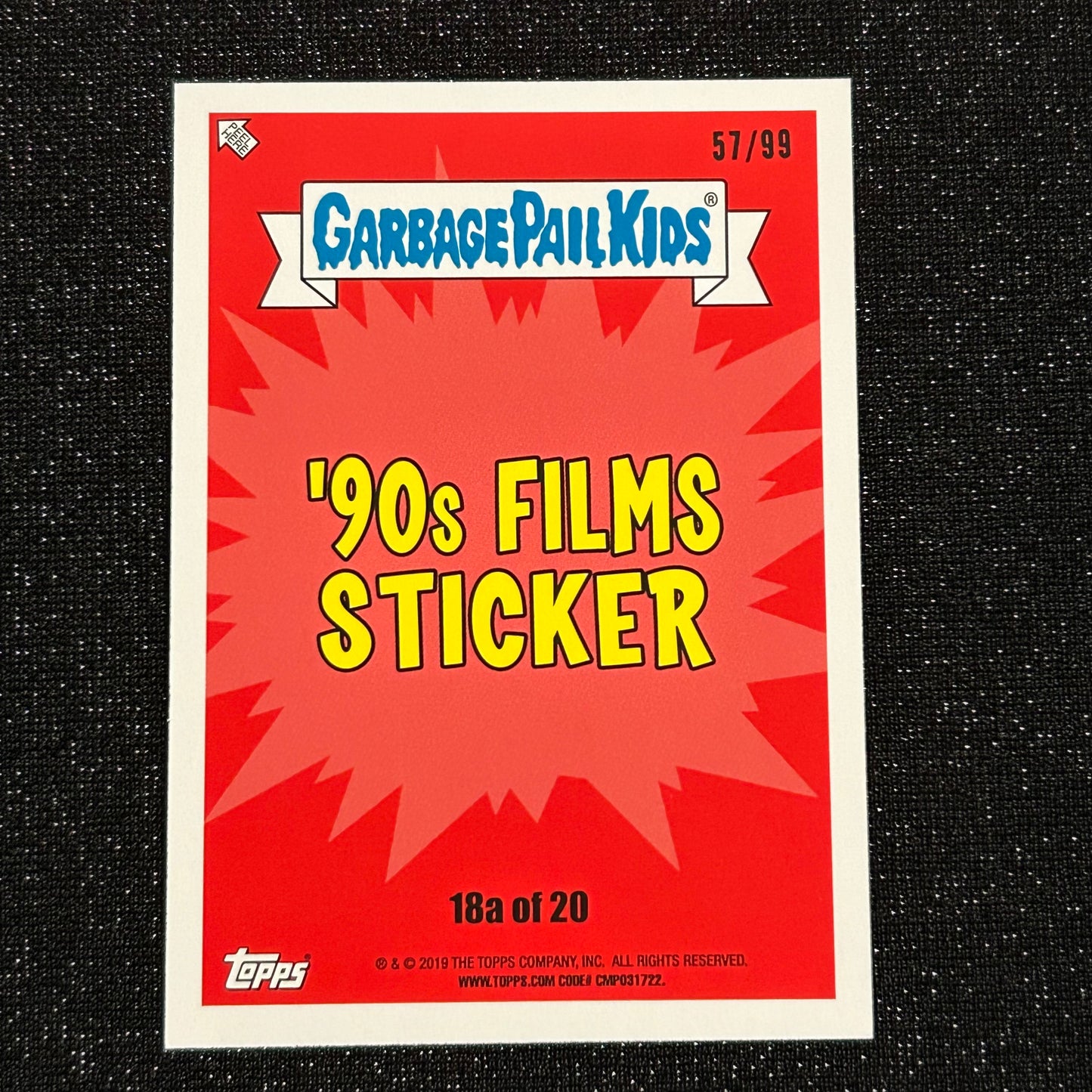 2019 GARBAGE PAIL KIDS WE HATE THE 90's: WHIT'S IN THE BOX? 18a BLUE SPIT 57/99 - NM