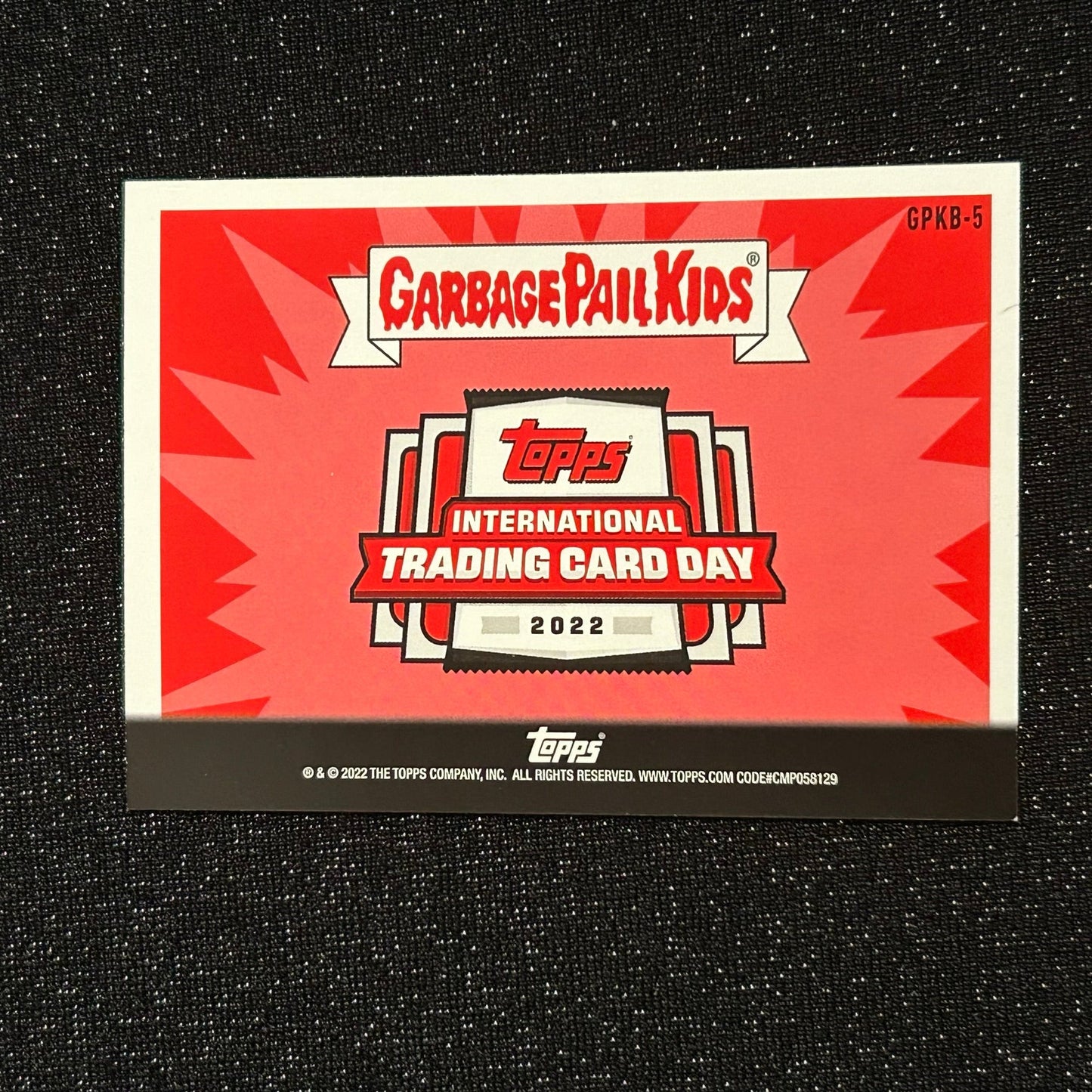 2022 TOPPS INTERNATIONAL TRADING CARD DAY GARBAGE PAIL KIDS: ABNER UNDERPANTS GPKB-5- LP