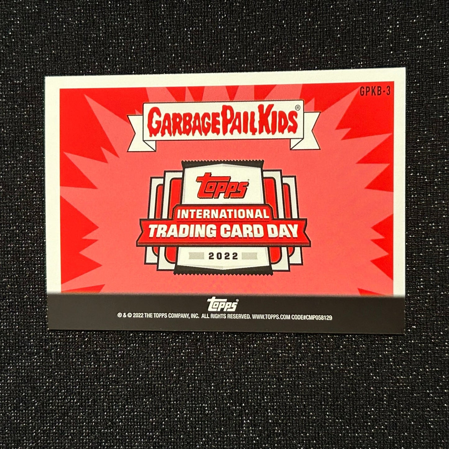 2022 TOPPS INTERNATIONAL TRADING CARD DAY GARBAGE PAIL KIDS: BOOK MARK GPKB-3 - NM