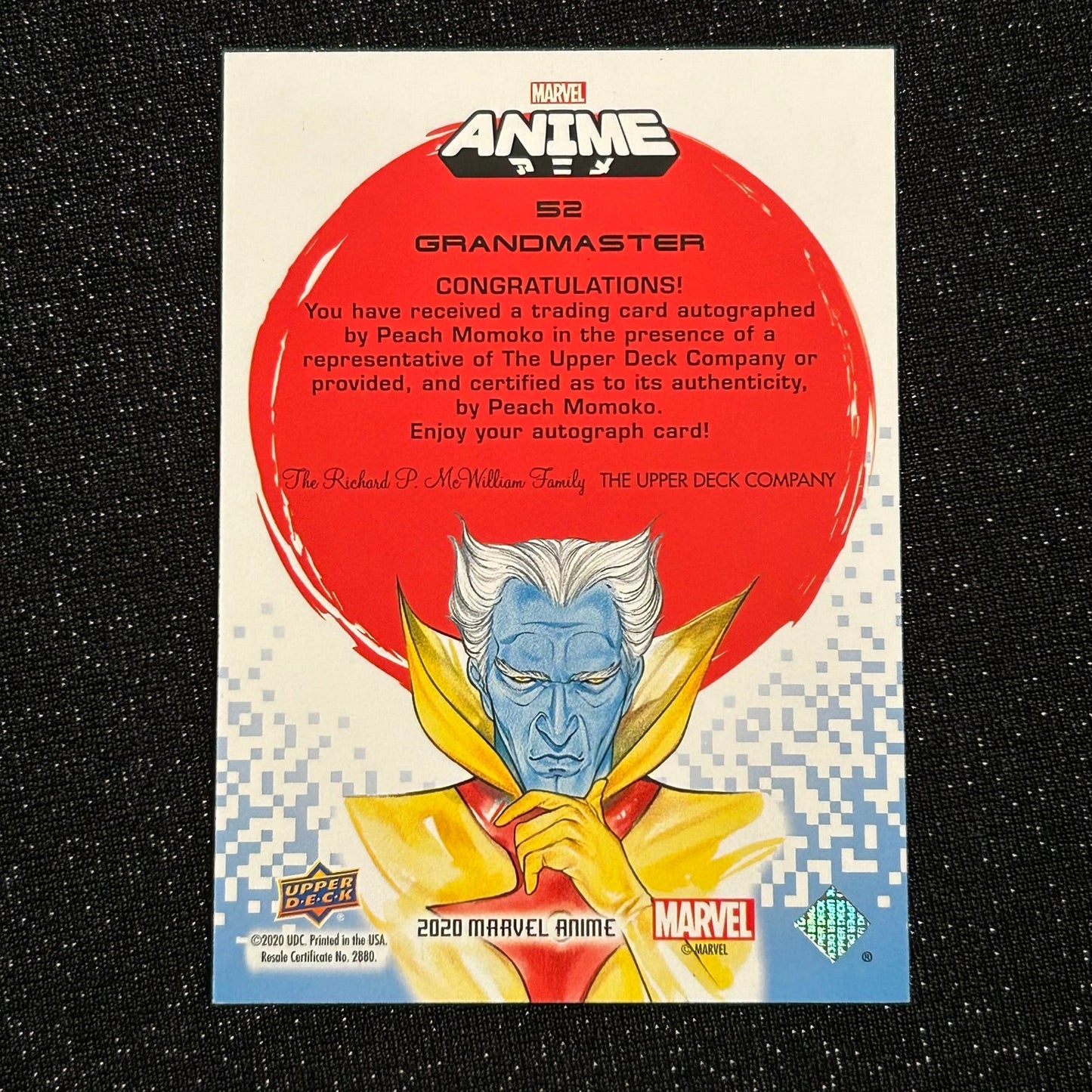 2020 UPPER DECK MARVEL ANIME: GRANDMASTER #52 RED FOIL *ARTIST AUTO PARALLEL PEACH MOMOKO 43/120* - NM